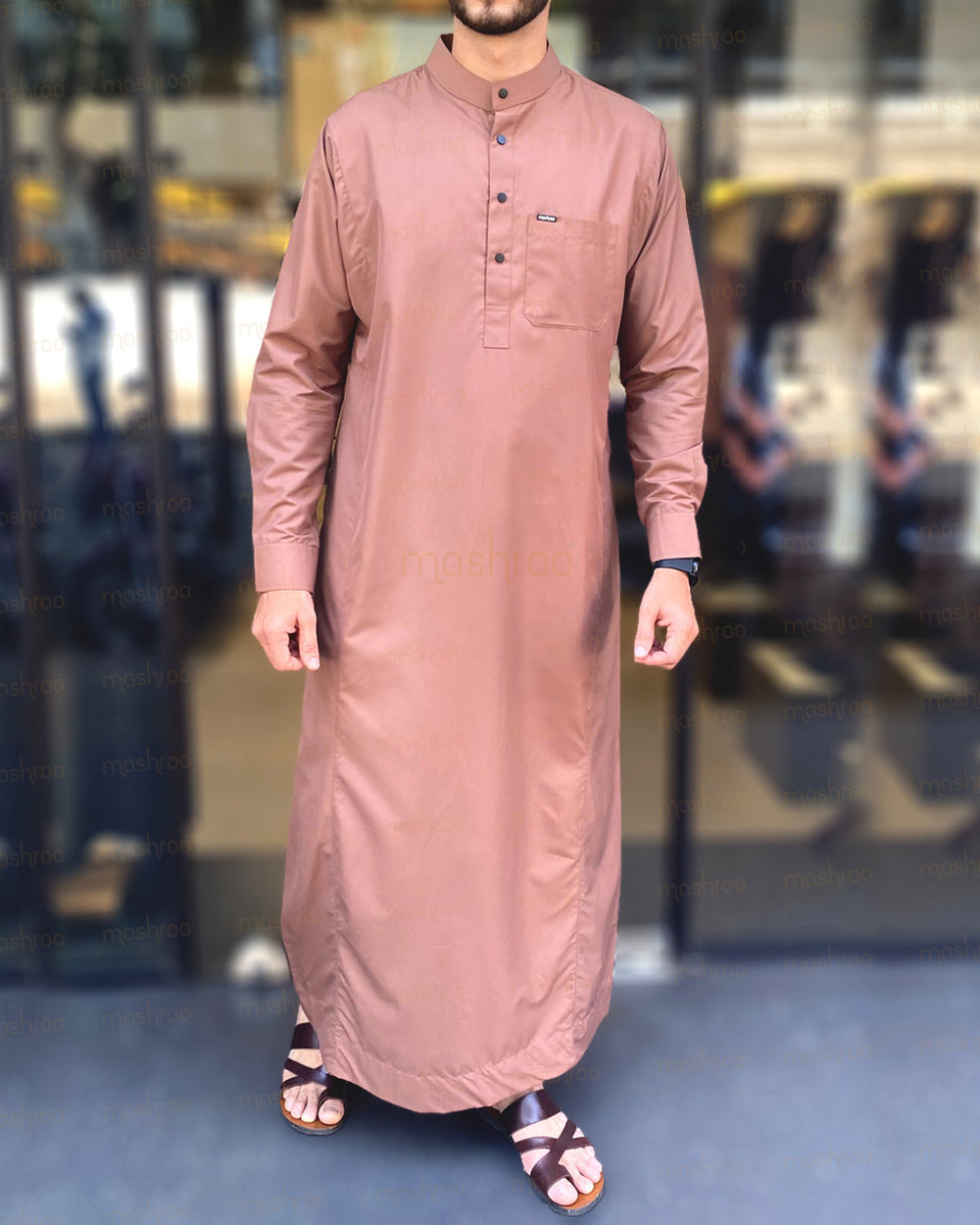 Brown Simple Saudi Thobe For Men