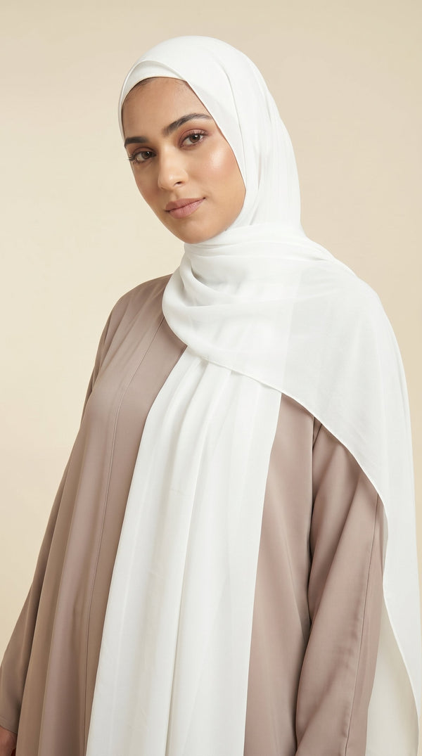 Premium Soft Chiffon Hijab | Pearls White