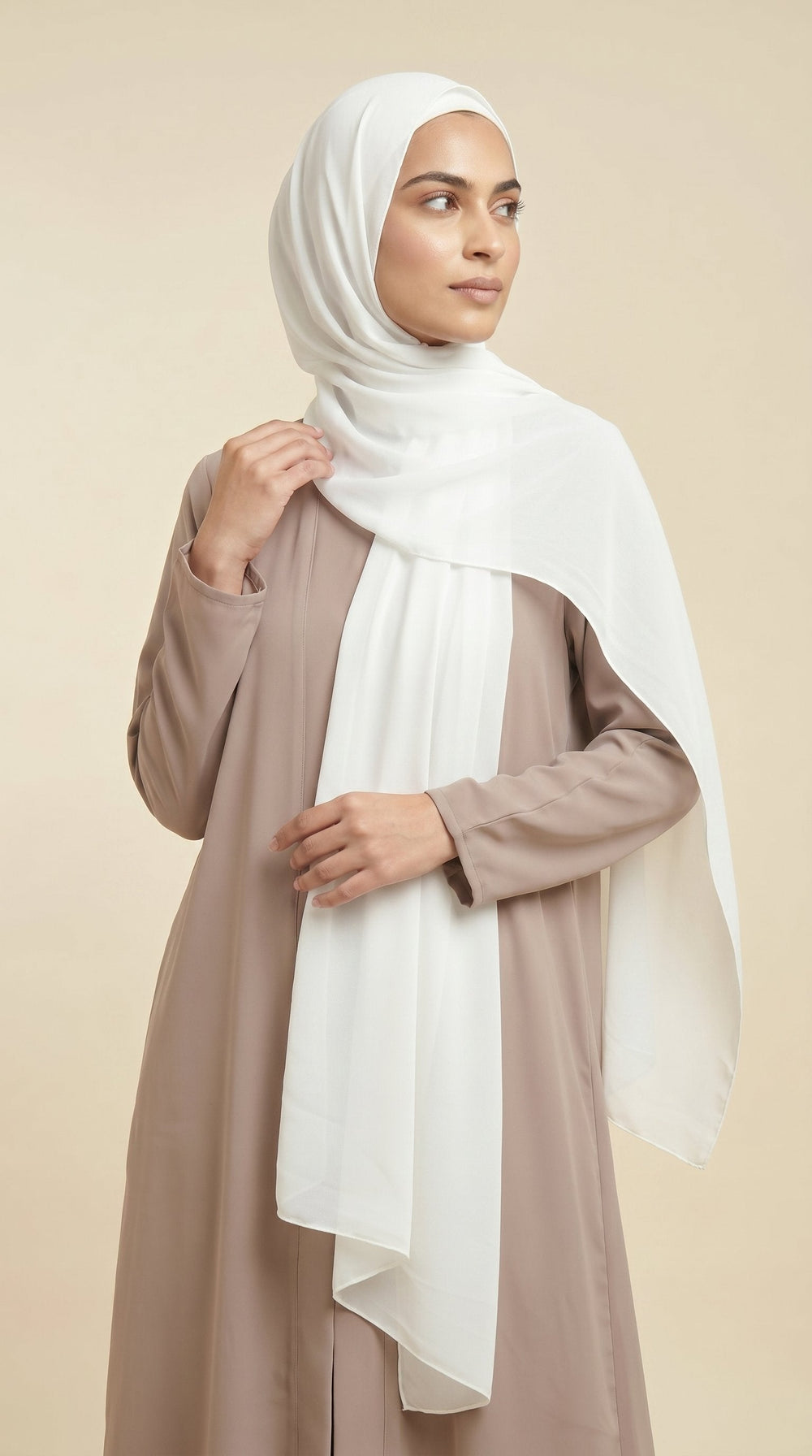 Premium Soft Chiffon Hijab | Pearls White