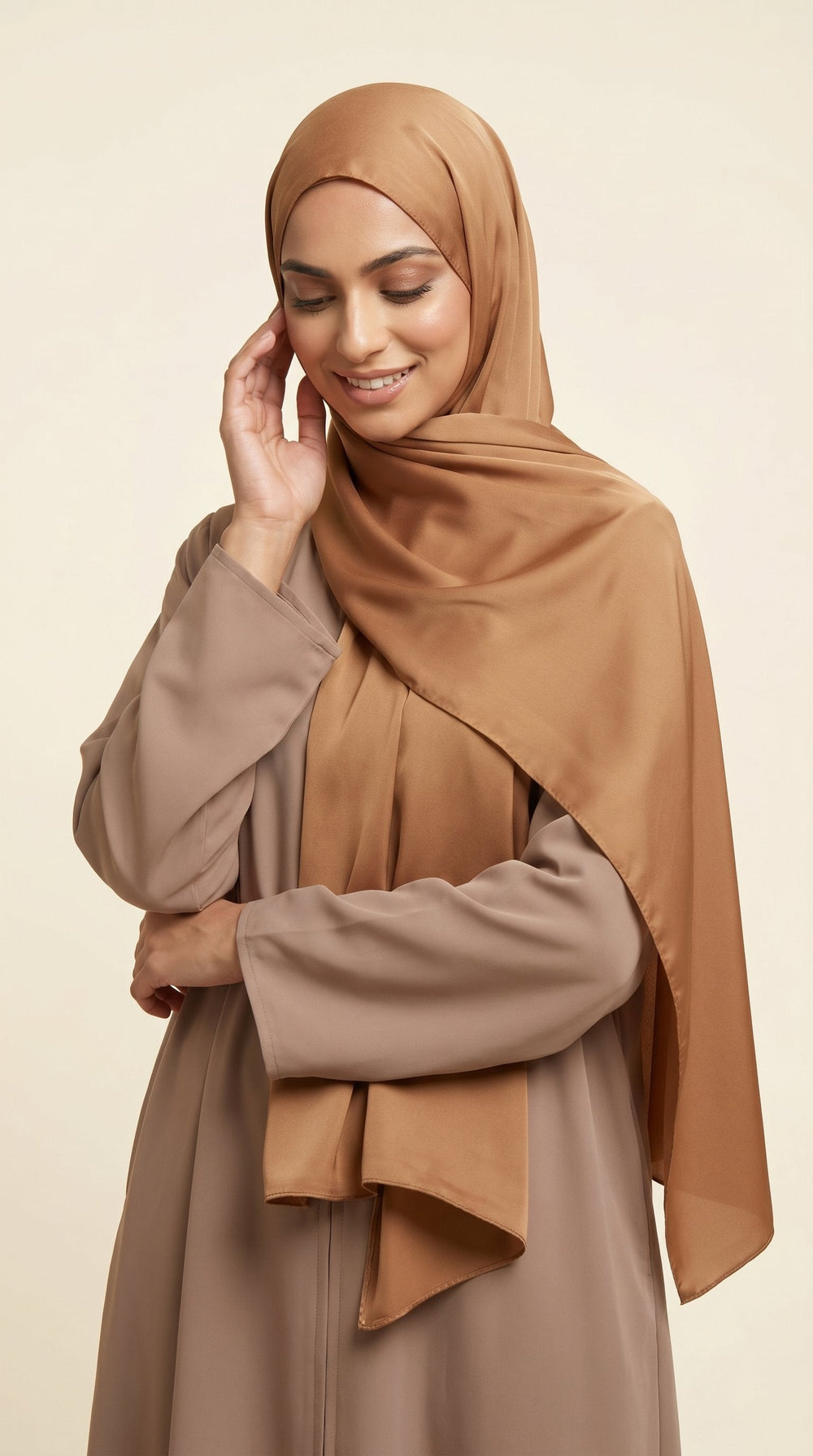Premium Satin Hijab | Caramel Brown