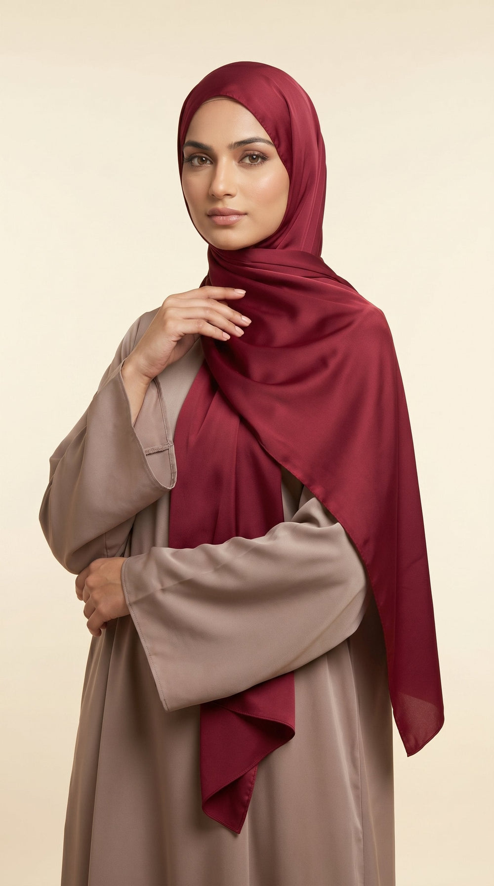 Premium Satin Hijab | Ruby Wine