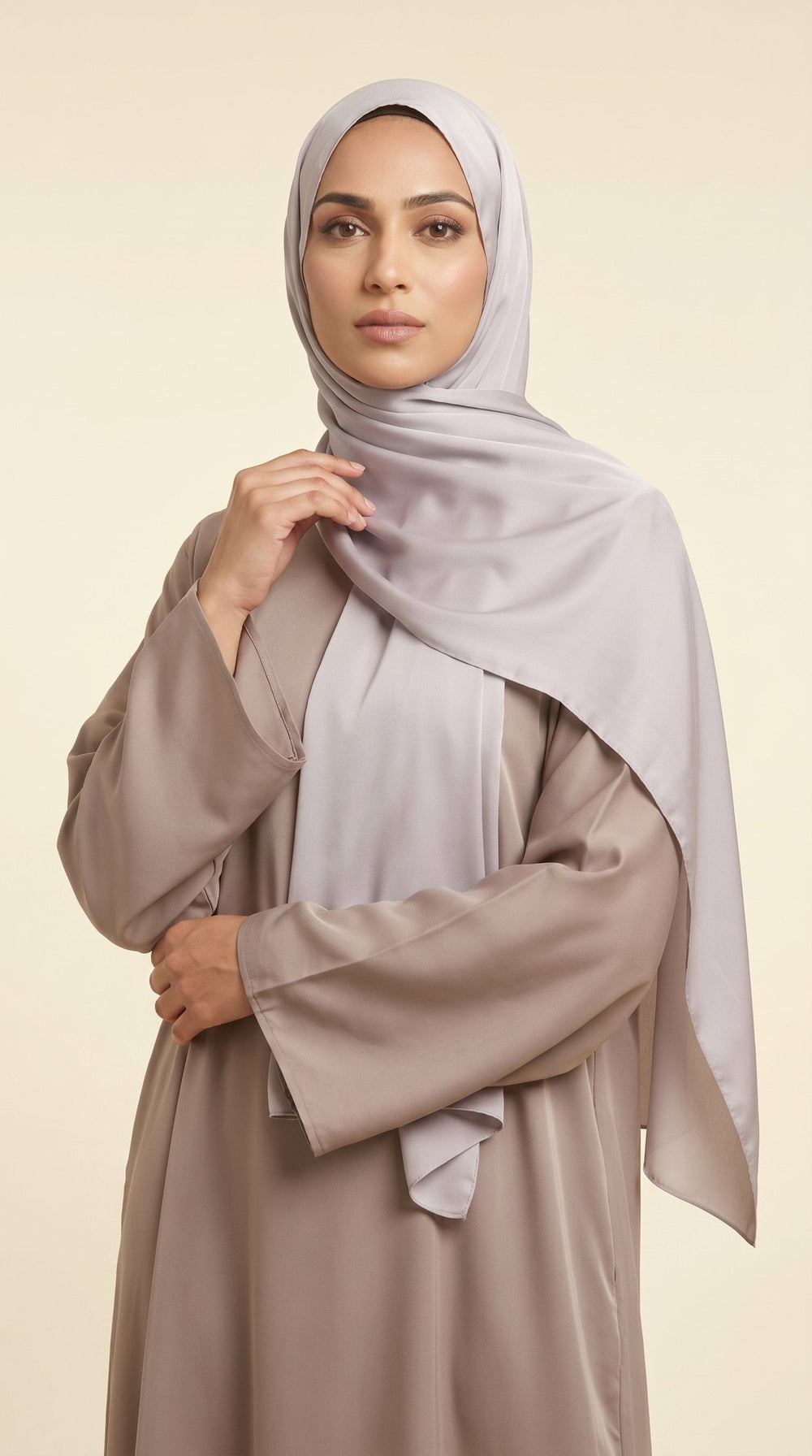 Premium Satin Hijab | Silver Mist