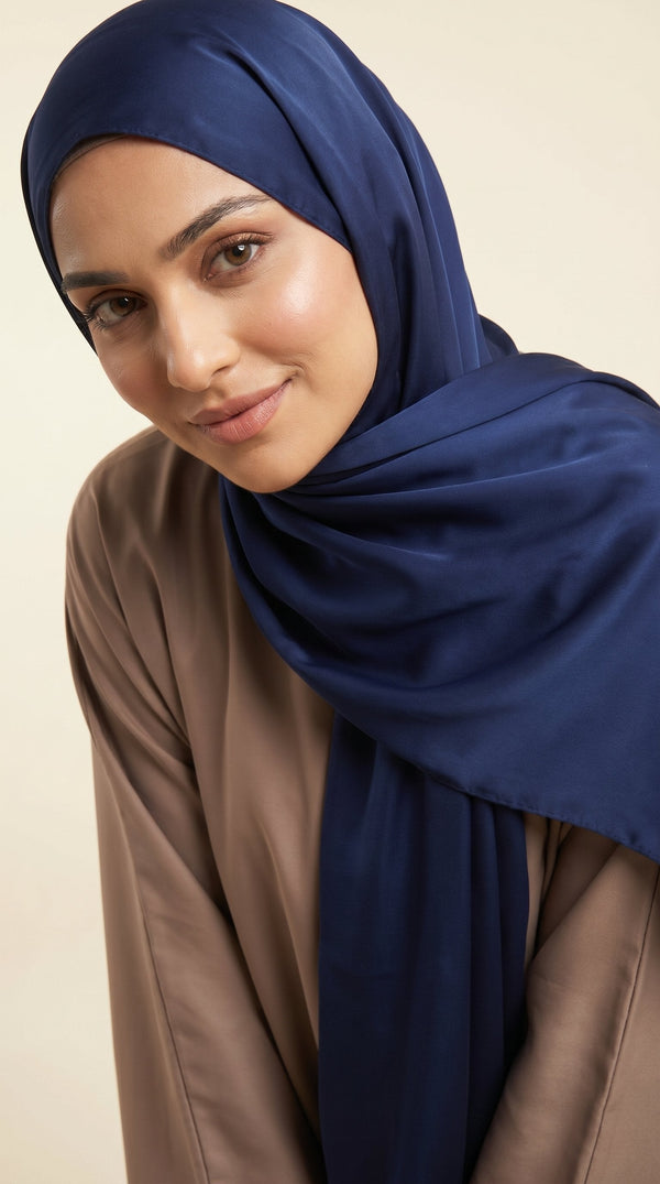 Premium Satin Hijab | Midnight Blue