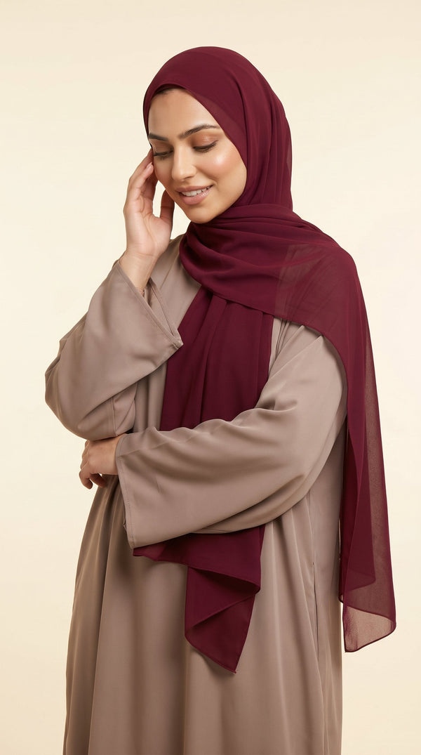 Premium Soft Chiffon Hijab | Burgundy