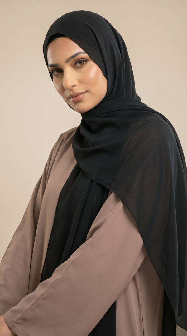 Premium Soft Chiffon Hijab | Classic Black