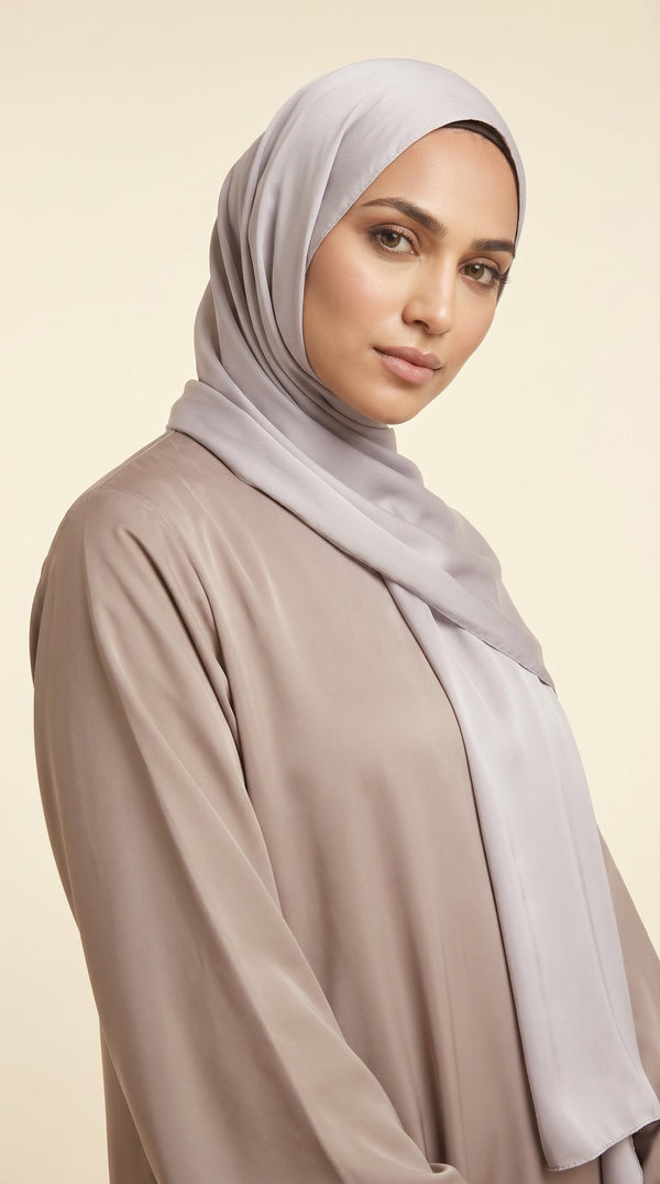 Premium Satin Hijab | Silver Mist