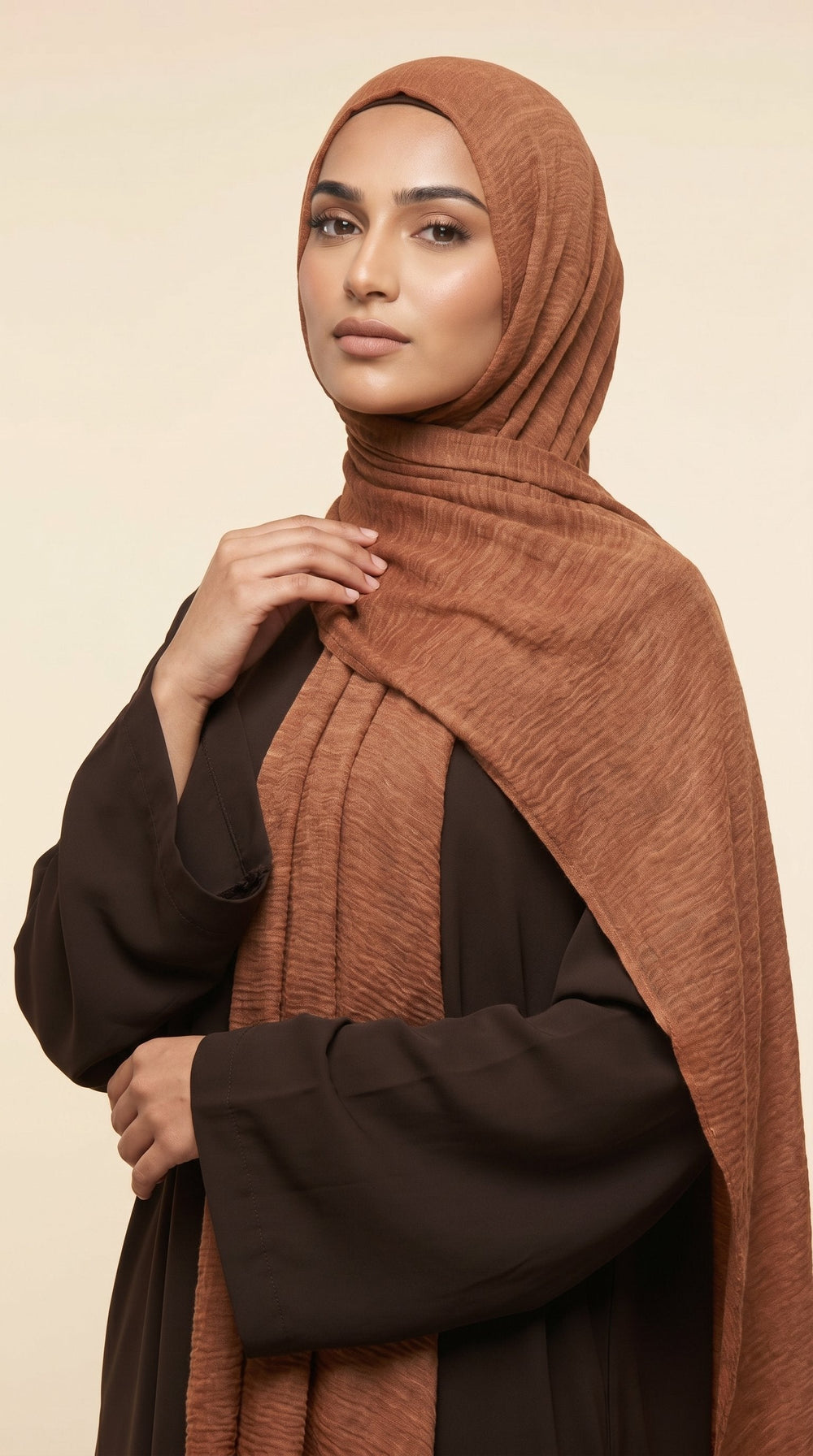 Premium Crinkle Modal Hijab | Cinnamon Brown