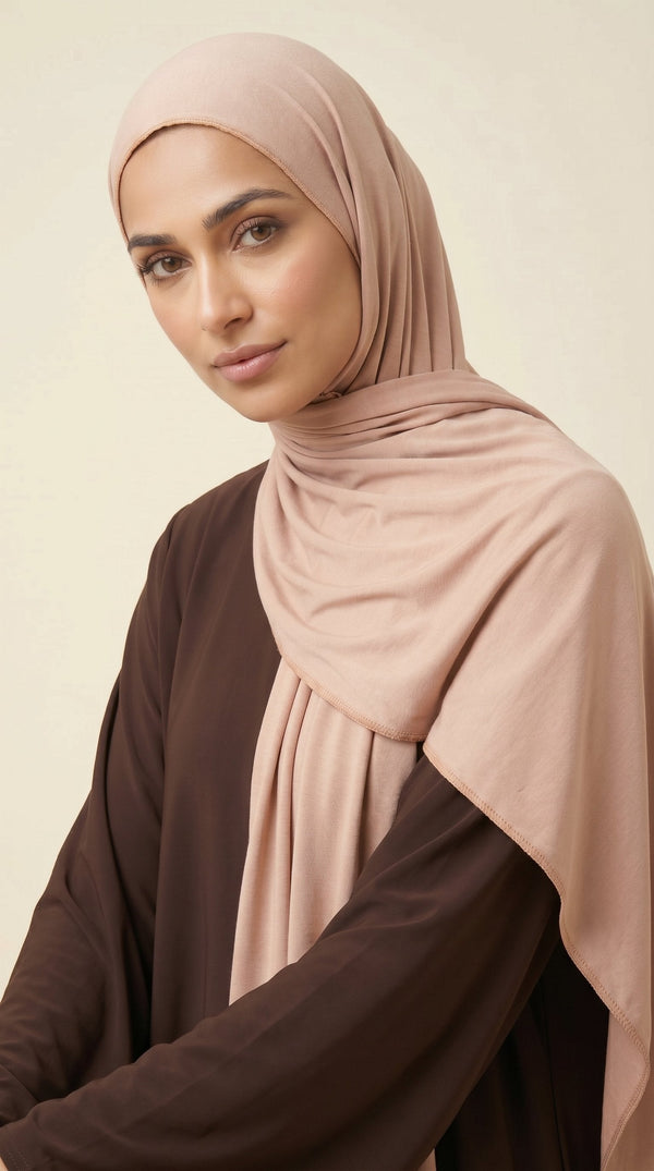 Premium Bamboo Jersey Hijab | Soft Nude