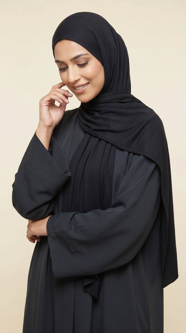 Premium Bamboo Jersey Hijab | Classic Black