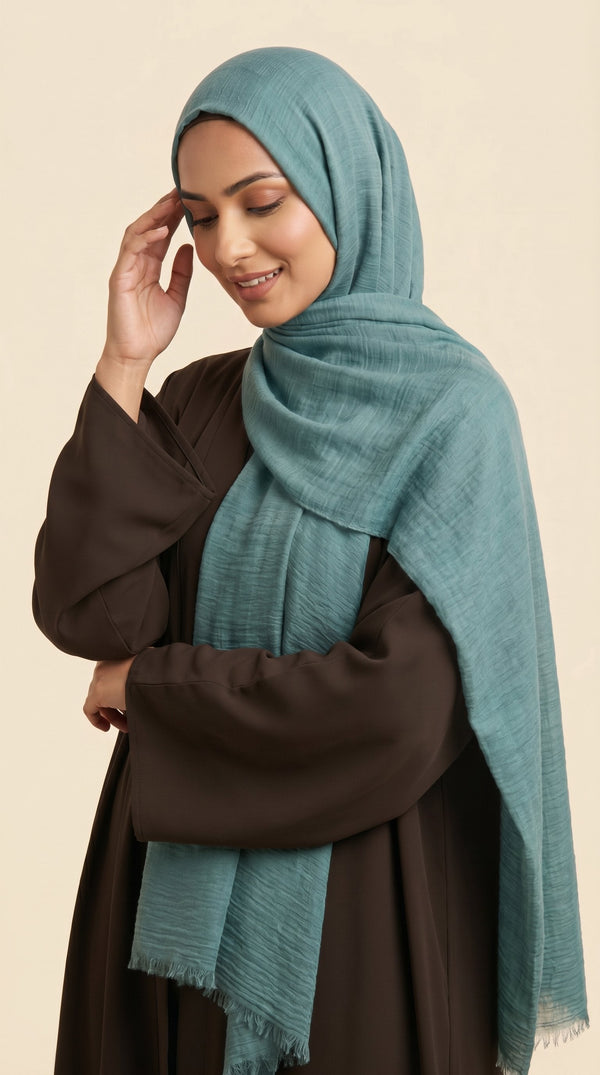 Premium Crinkle Modal Hijab | Dusty Teal
