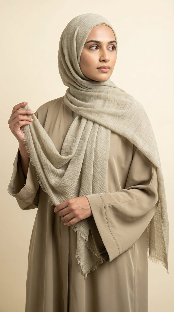 Premium Crinkle Modal Hijab | Sand Beige