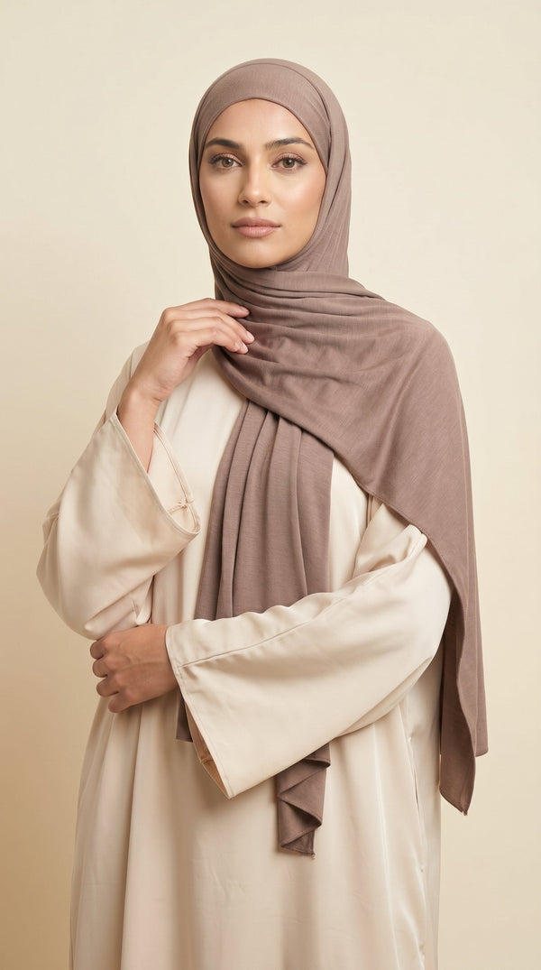 Premium Bamboo Jersey Hijab | Mocha Taupe