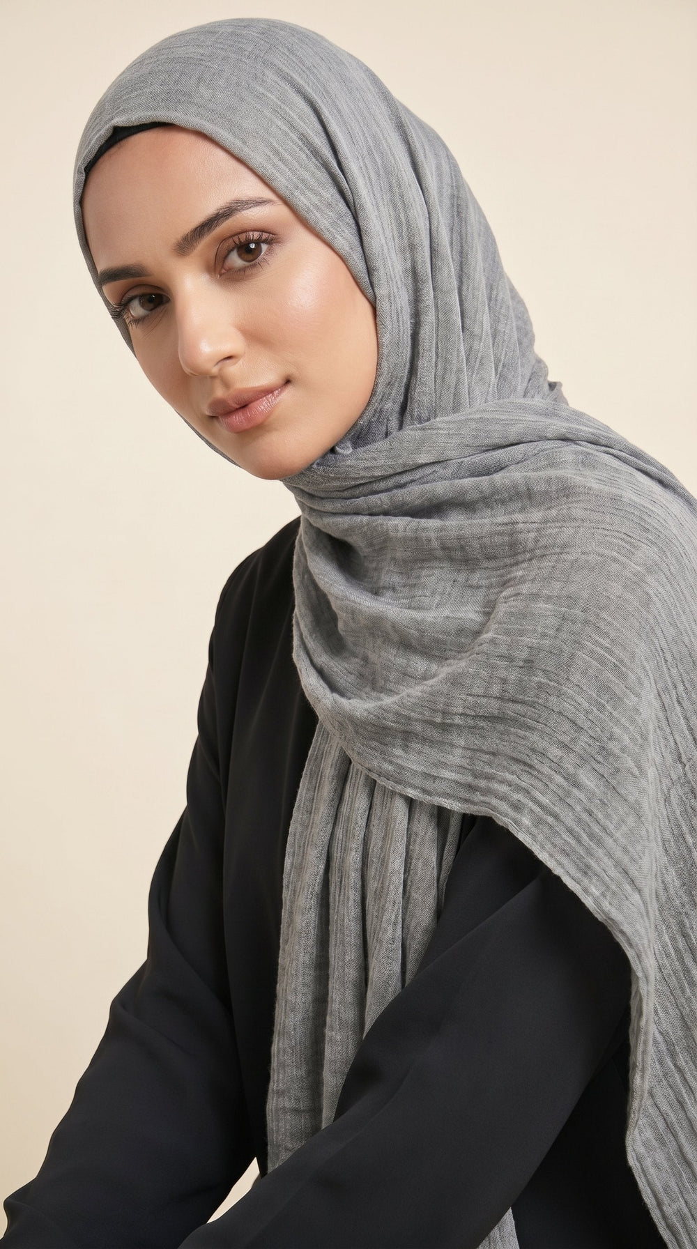 Premium Crinkle Modal Hijab | Heather Grey