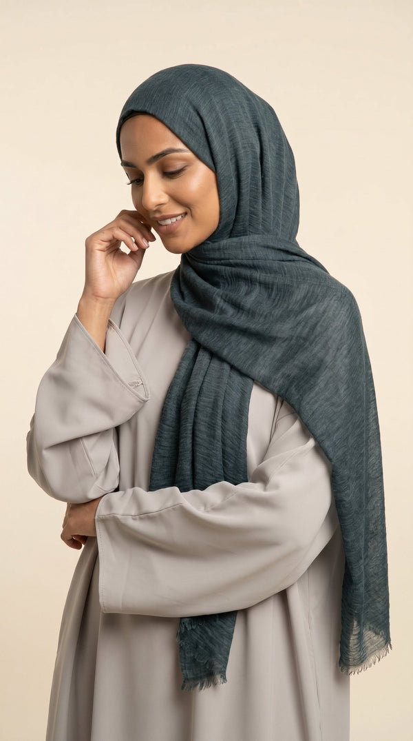 Premium Crinkle Modal Hijab | Slate Teal