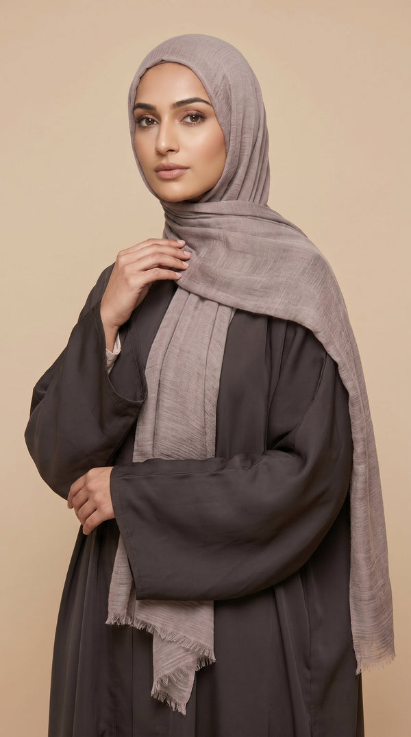 Premium Crinkle Modal Hijab | Mushroom Taupe
