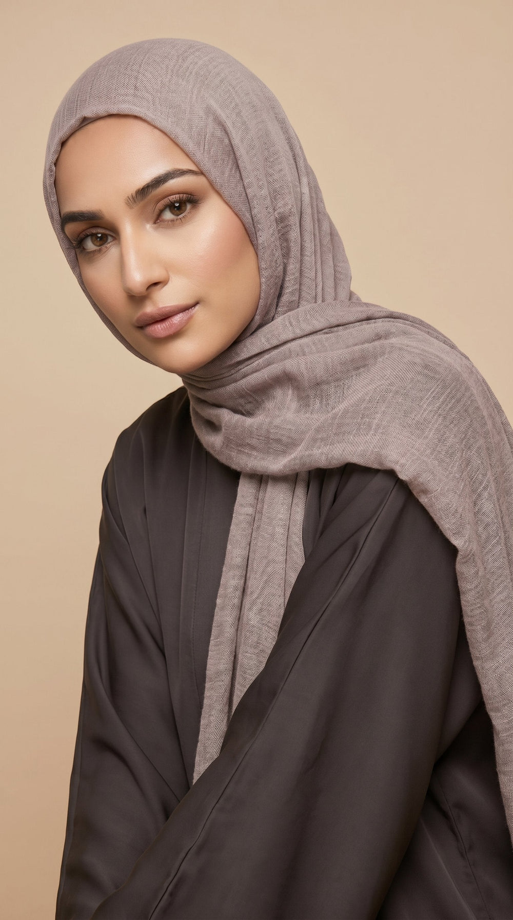 Premium Crinkle Modal Hijab | Mushroom Taupe