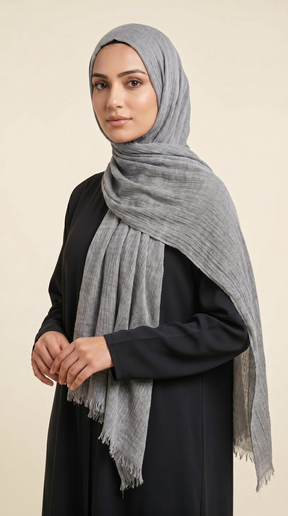Premium Crinkle Modal Hijab | Heather Grey