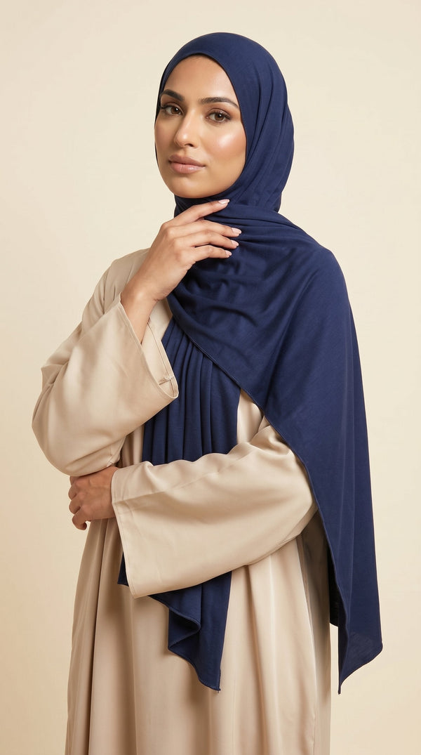 Premium Bamboo Jersey Hijab | Navy Blue