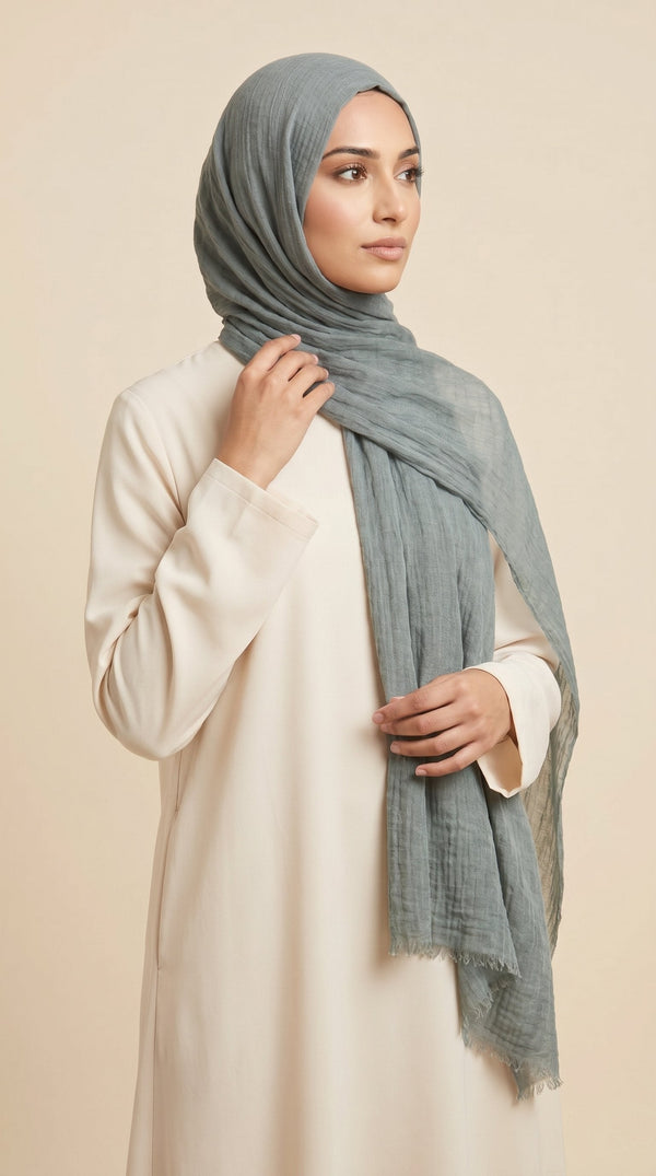 Premium Crinkle Modal Hijab | Sea Mist