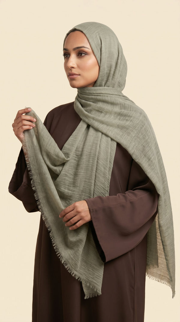 Premium Crinkle Modal Hijab | Sage Green