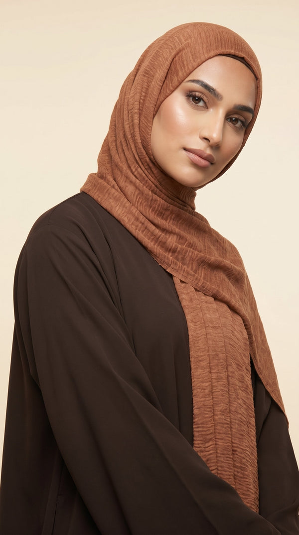 Premium Crinkle Modal Hijab | Cinnamon Brown