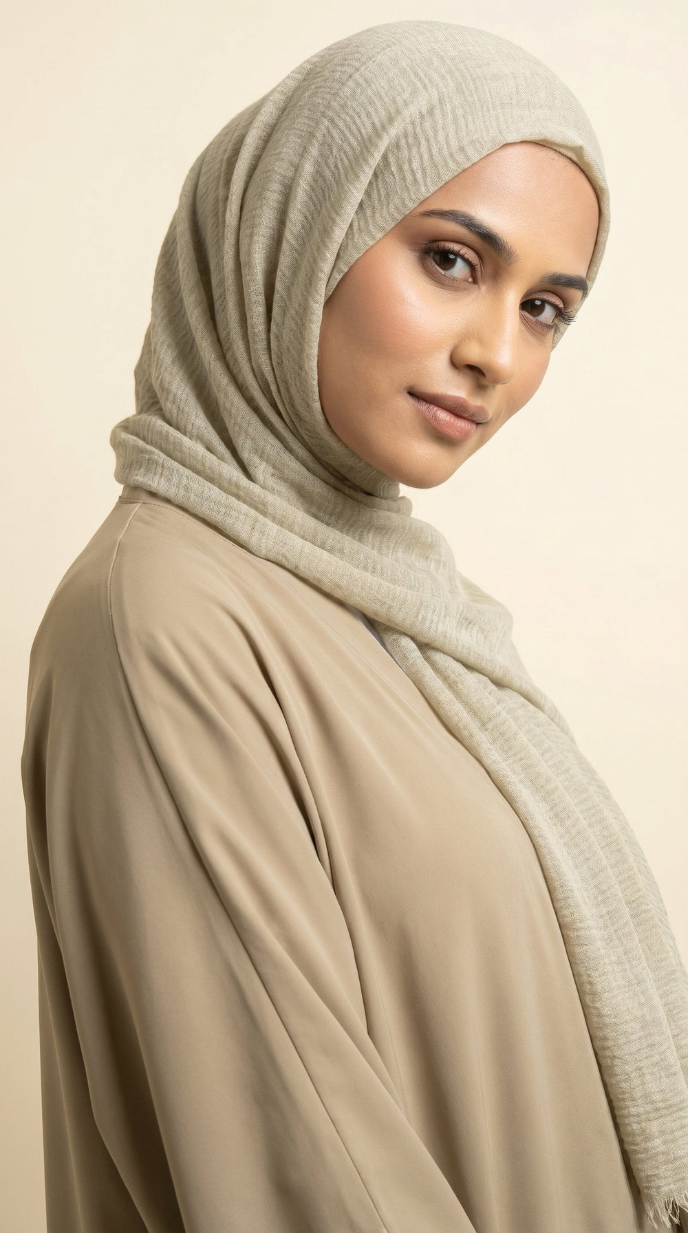 Premium Crinkle Modal Hijab | Sand Beige