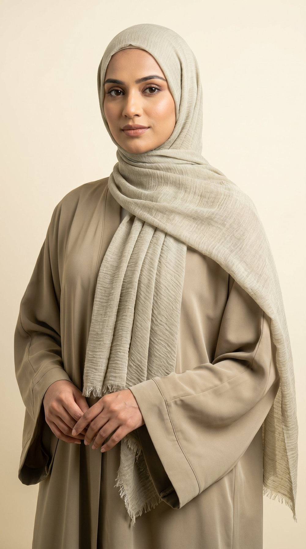 Premium Crinkle Modal Hijab | Sand Beige