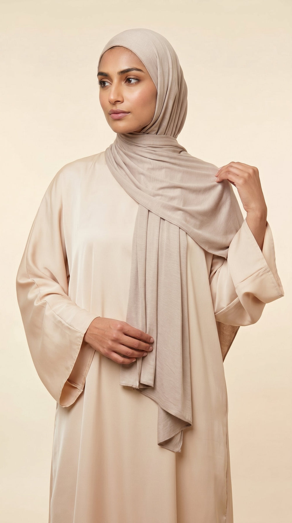 Premium Bamboo Jersey Hijab | Soft Taupe