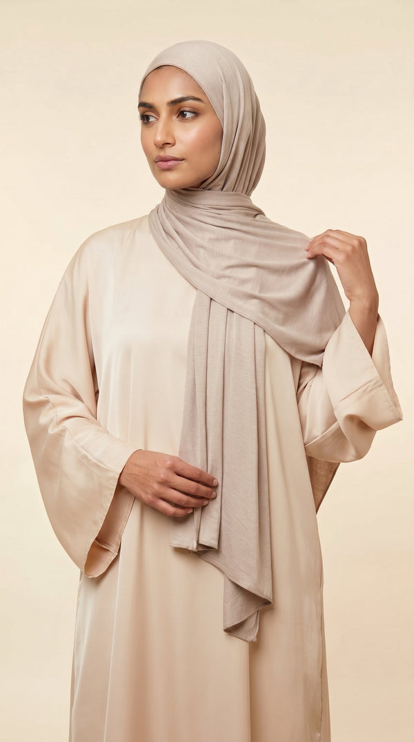 Premium Bamboo Jersey Hijab | Soft Taupe