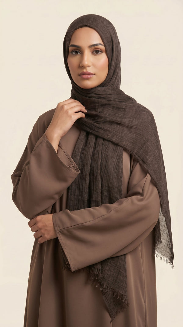 Premium Crinkle Modal Hijab | Espresso Brown