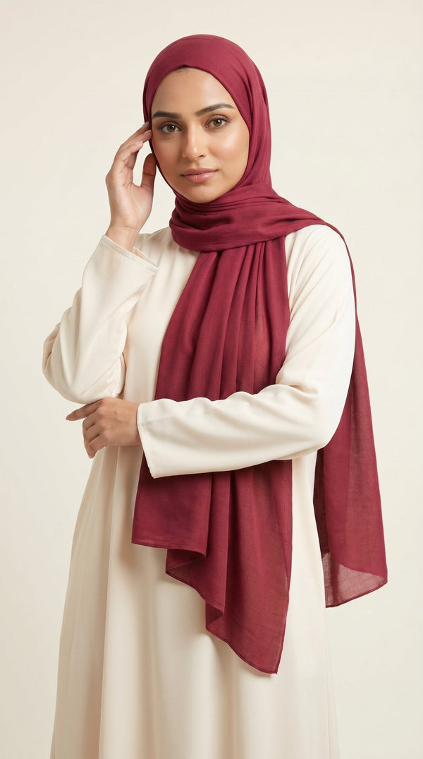 Premium Modal Rayon Hijab | Berry Rose