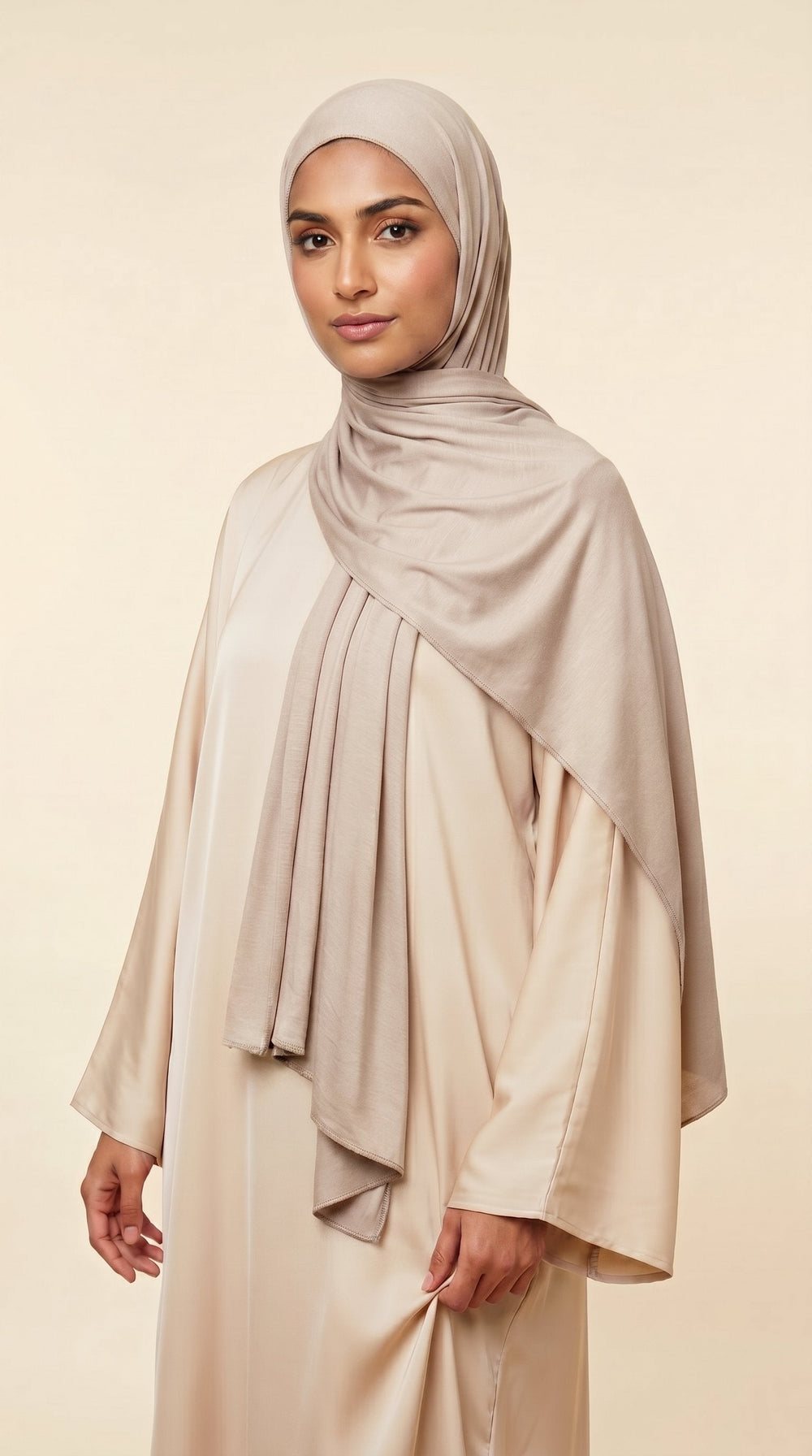 Premium Bamboo Jersey Hijab | Soft Taupe