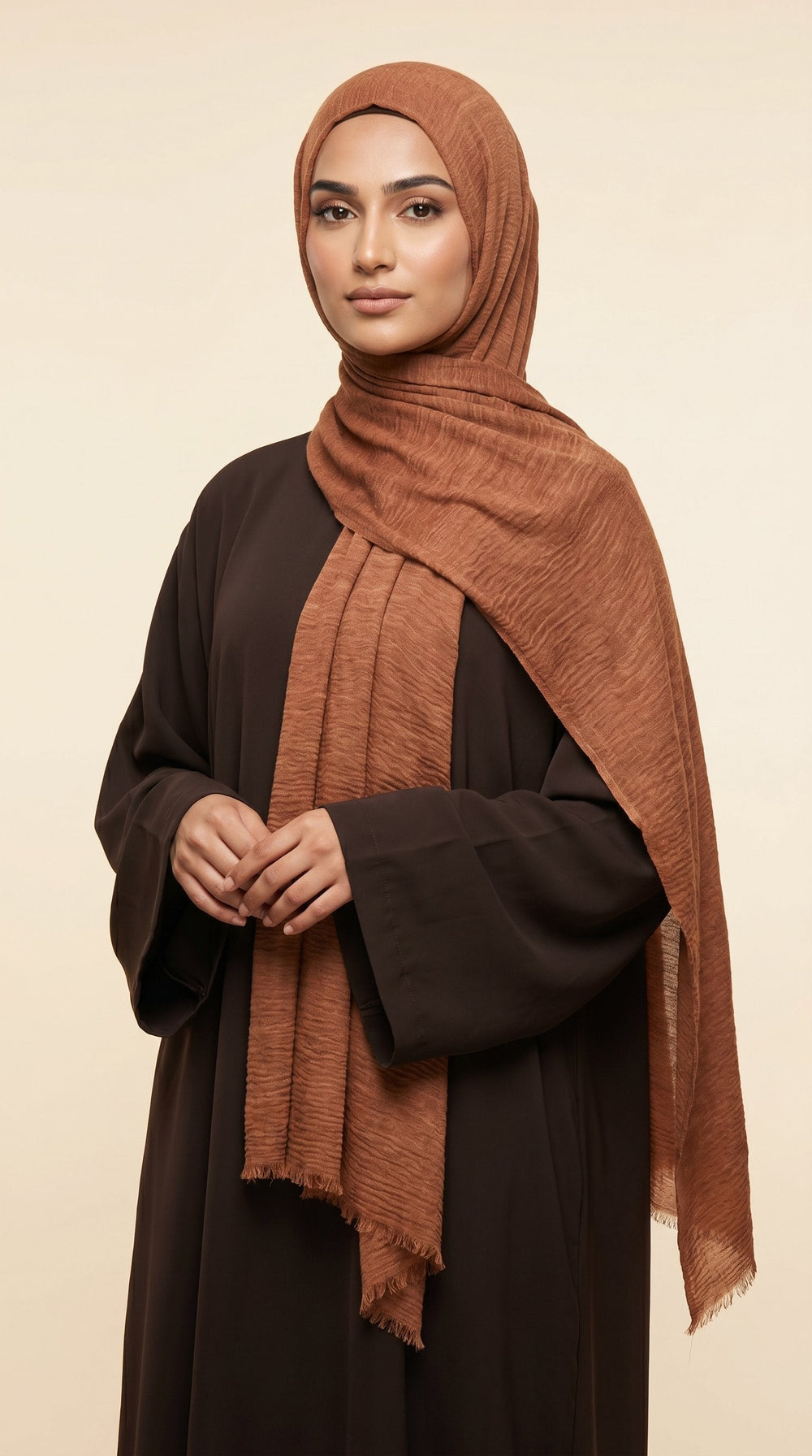 Premium Crinkle Modal Hijab | Cinnamon Brown