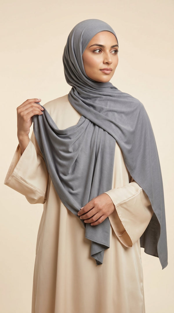 Premium Bamboo Jersey Hijab | Dove Grey