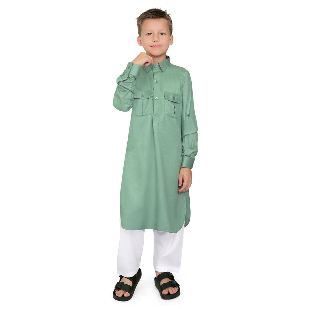 Oday Green Pathani Suit for Kids - Mashroo