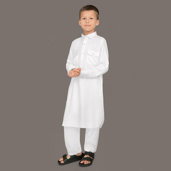 Oday White Pathani Suit for Kids